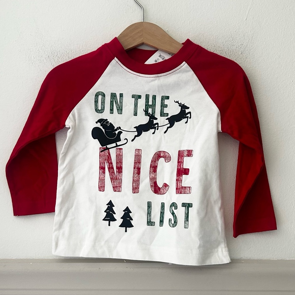 ⭐️ NEW Carter's 18 Months Red and White 'Nice List' Long Sleeve Tee